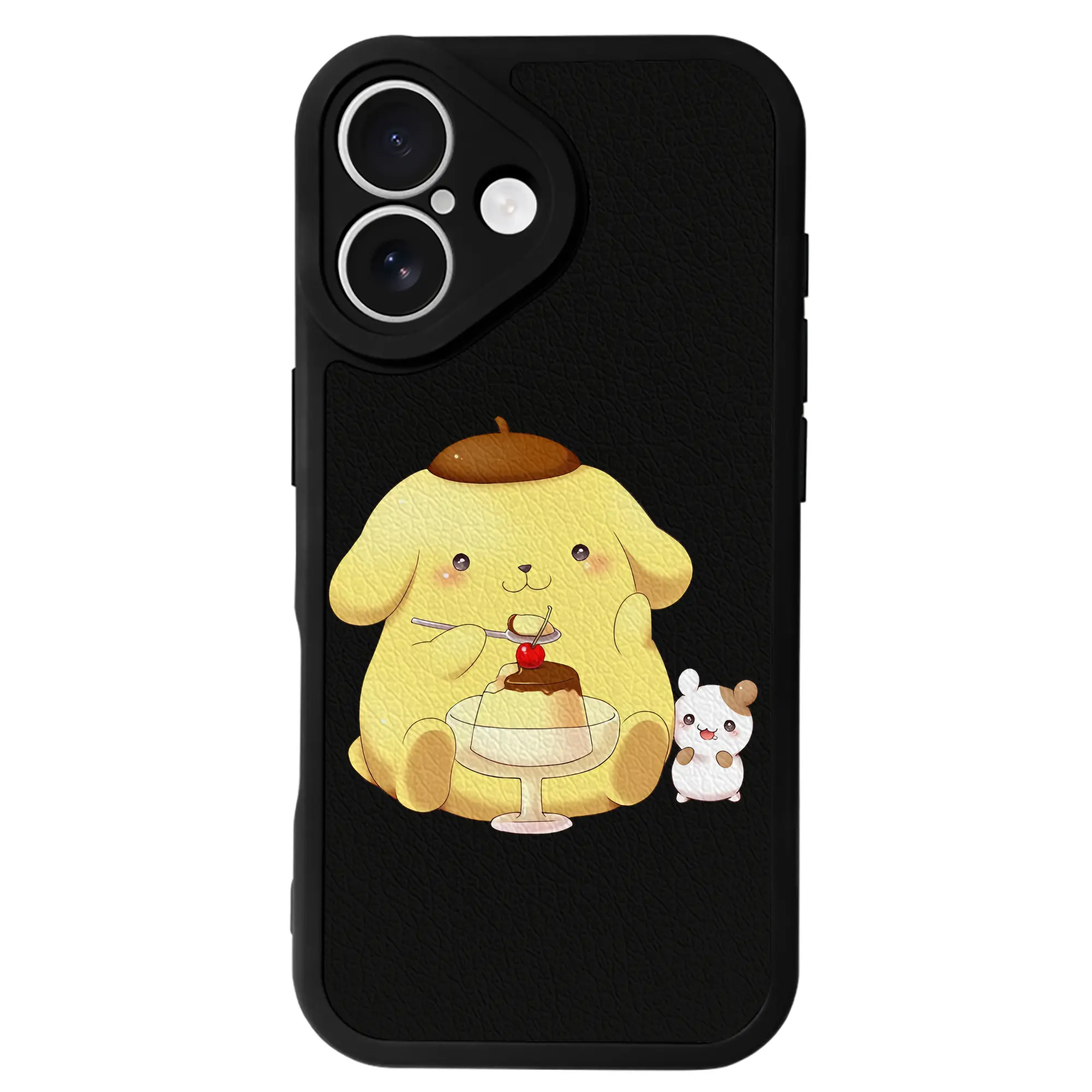 サンリオ グッズ,ポムポムプリン - IPhone 16シリーズ対応 ・ シリコンスマホケース ・ レザー調 ・ 高精度フィット ・ 耐衝撃 ・ ワイヤレス充電対応 ・ 精密カット